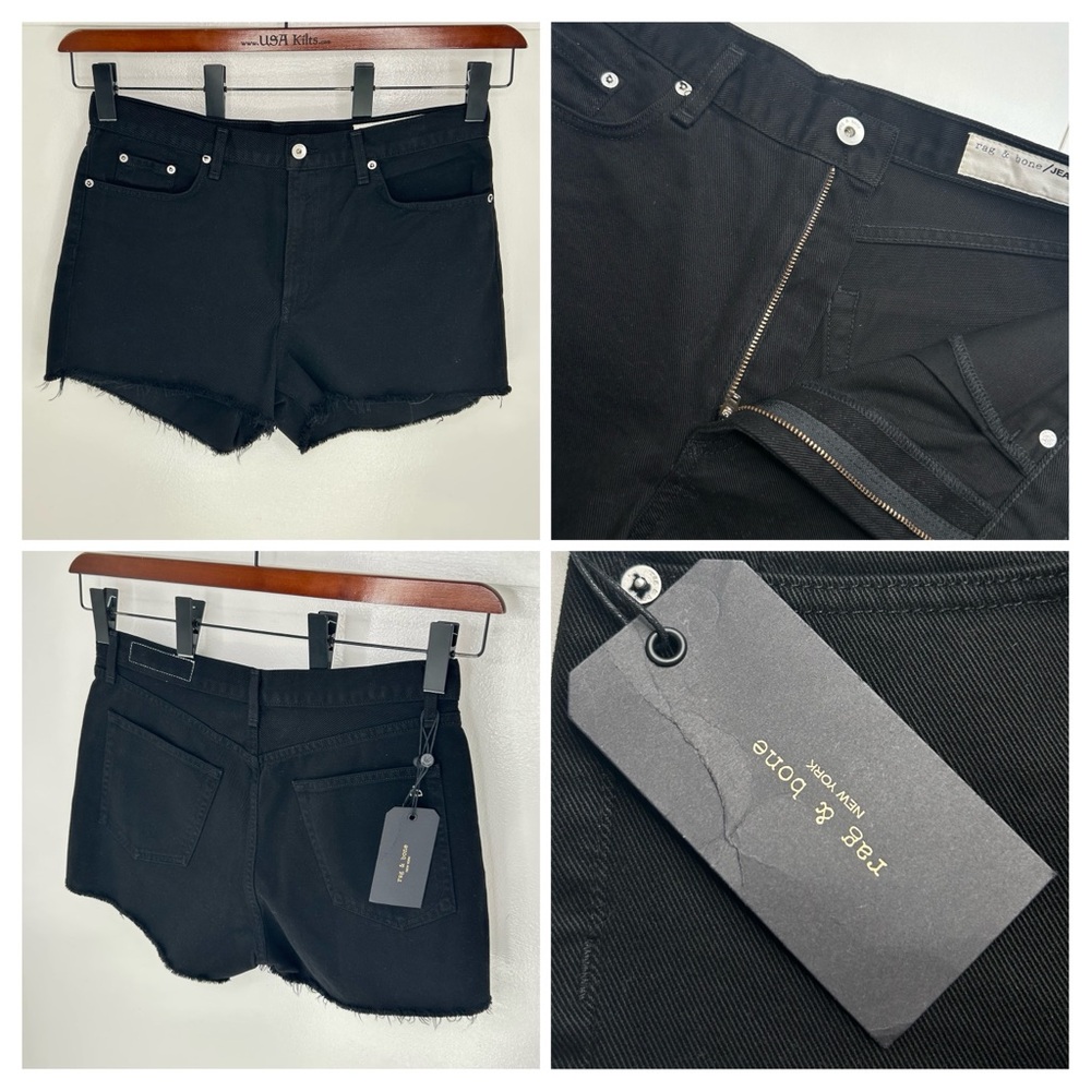 Rag & Bone NWT Justine Short Size 31 Black‎ USA Made 34x3 Festival Denim $165